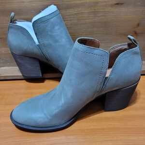 Lucky Brand Branndi Green Leather Cutout Ankle Booties
